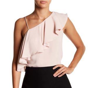 One shoulder ruffle tank top